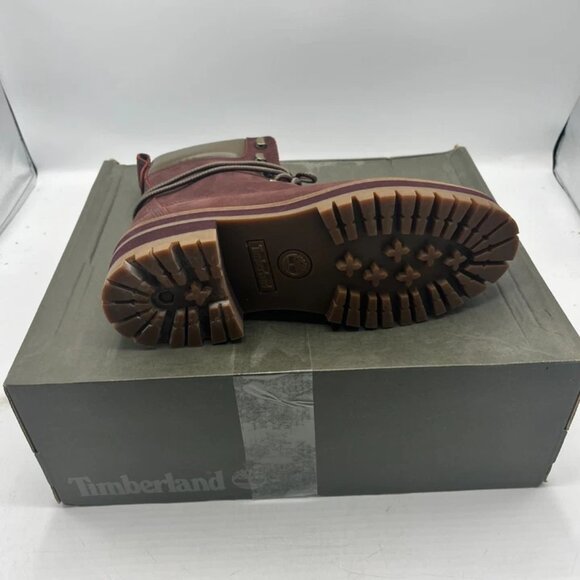 NWT Timberland Women Courmayeur Valley 6" Boot Medium Burgundy Nubuck Size 8 - Picture 6 of 7